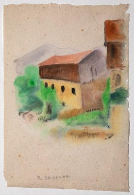 Pierre Segogne - Country Houses - Watercolor on Paper - 1950s-ZCI-872348