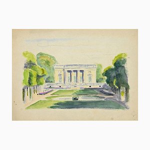 Pierre Segogne, Palace in the Park, Ink and Watercolor, Early 20th Century-ZCI-871630