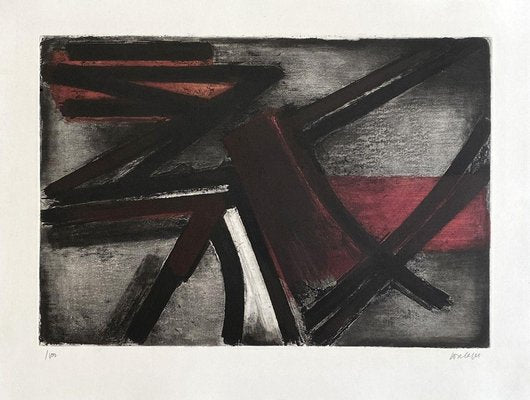 Pierre Soulages, Etching II, 1952, Original Engraving-KHH-2023123