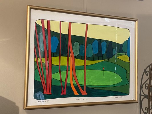 Pierre Wittmann, Golf, Annecy, 1970s, Artwork on Paper, Framed-TEP-1757627