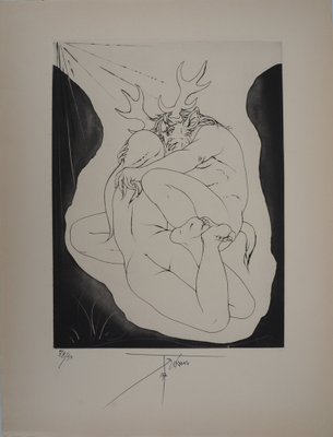 Pierre-Yves Tremois, Acteon Faune et femme, Original Engraving-KHH-1102024