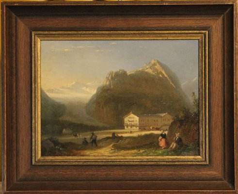 Pieter Frederik Van Os, Mountain Resort, Oil Painting, 19th Century, Framed-ZZV-1818382