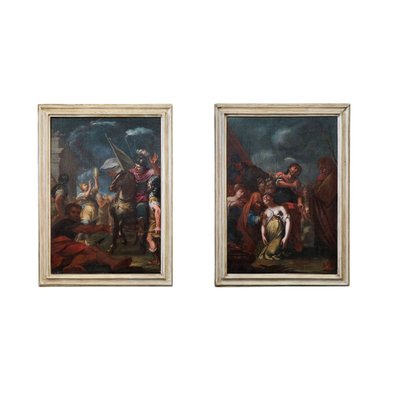 Pietro Dandini, The Sacrifice of Iphigenia and Miriam Playing the Tambourine and Dancing, 1600s-1700s, Oil on Canvases, Set of 2-BEW-2042847