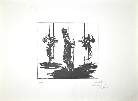 Pietro Morando, Prisoners in Hungary, Original Lithograph, 1950s-ZCI-1318078