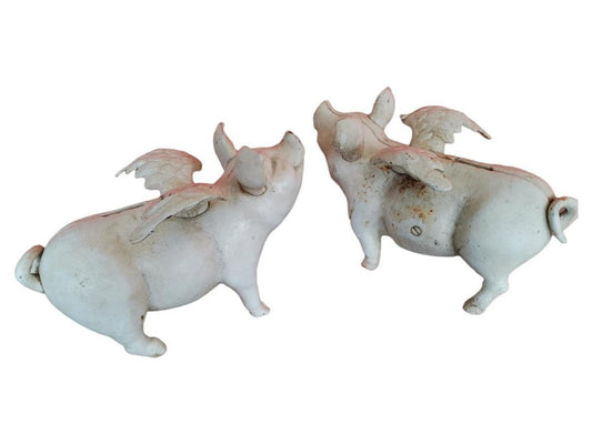 Pigs with Wings in Wrought Iron, 20th Century, Set of 2