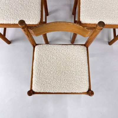 Pine and Boucle Rustic Dining Chairs, 1960s, Set of 6-RMX-2018487