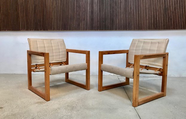 Pine and Canvas Diana Safari Chairs by Karin Mobring for Ikea, 1970s, Set of 2-JP-965011