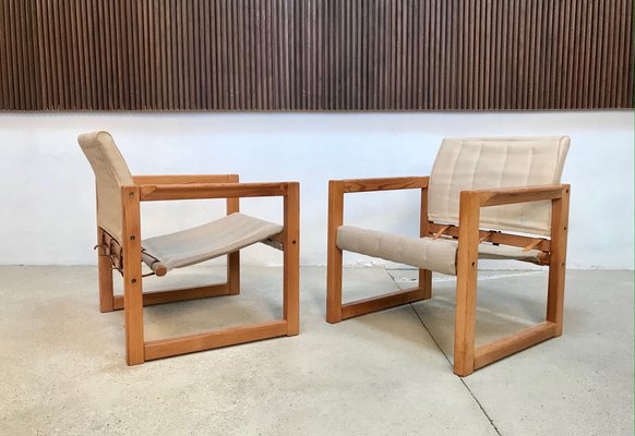 Pine and Canvas Diana Safari Chairs by Karin Mobring for Ikea, 1970s, Set of 2-JP-965011