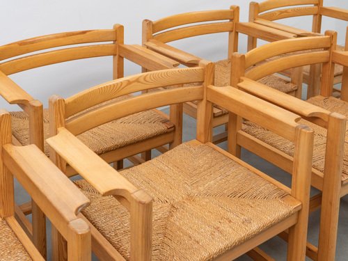 Pine Armchairs attributed to Børge Mogensen for Ab Karl Andersson & Söner Sweden, 1970s, Set of 4