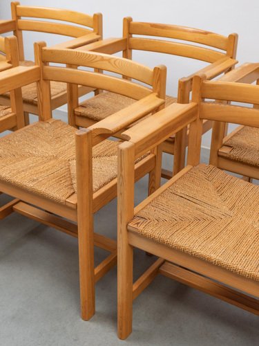 Pine Armchairs attributed to Børge Mogensen for Ab Karl Andersson & Söner Sweden, 1970s, Set of 4