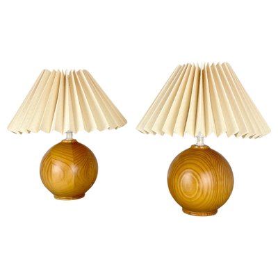 Pine Ball Table Lights, Sweden, 1970s, Set of 2-QZ-1822397