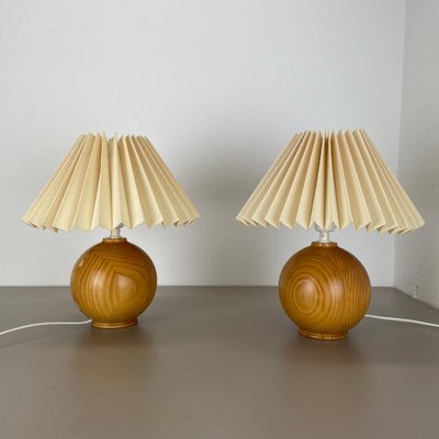 Pine Ball Table Lights, Sweden, 1970s, Set of 2-QZ-1822397