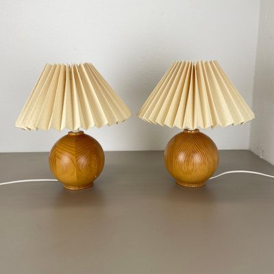 Pine Ball Table Lights, Sweden, 1970s, Set of 2-QZ-1822397