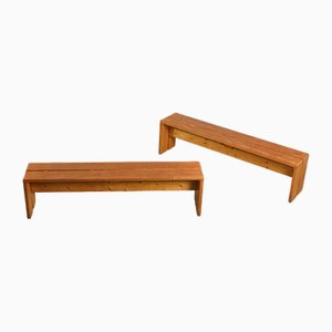 Pine Benches by Charlotte Perriand, 1970s, Set of 2-GJR-2023443