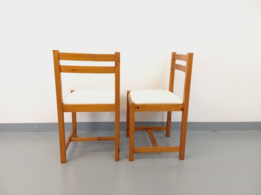 Pine Chairs with Fabric Seats, 1970s, Set of 2-AHO-1811493