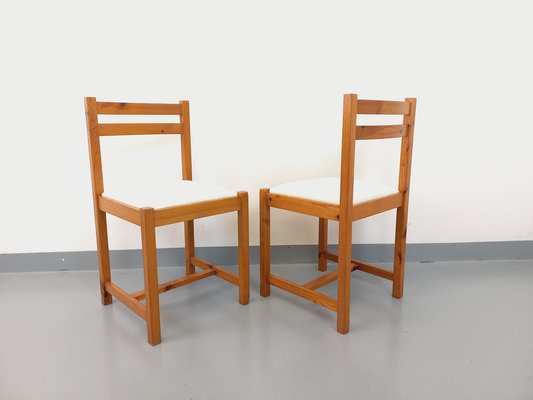 Pine Chairs with Fabric Seats, 1970s, Set of 2-AHO-1811493