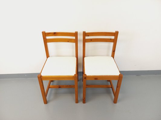 Pine Chairs with Fabric Seats, 1970s, Set of 2-AHO-1811493