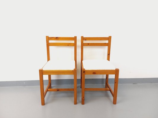 Pine Chairs with Fabric Seats, 1970s, Set of 2-AHO-1811493