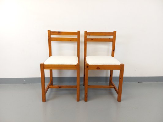 Pine Chairs with Fabric Seats, 1970s, Set of 2-AHO-1811493