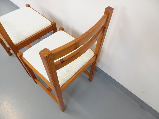 Pine Chairs with Fabric Seats, 1970s, Set of 2-AHO-1811493