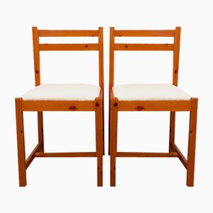 Pine Chairs with Fabric Seats, 1970s, Set of 2-AHO-1811493