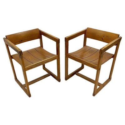 Pine Dining Armchairs attributed to Edvin Helseth for Stange Bruk, Norway, 1960s, Set of 2-UCH-1758588