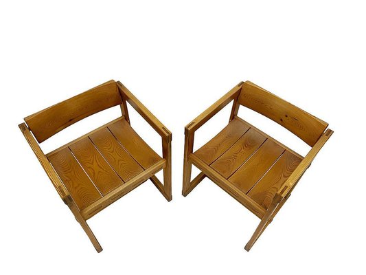 Pine Dining Armchairs attributed to Edvin Helseth for Stange Bruk, Norway, 1960s, Set of 2-UCH-1758588