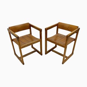 Pine Dining Armchairs attributed to Edvin Helseth for Stange Bruk, Norway, 1960s, Set of 2-UCH-1758588