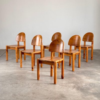 Pine Dining Chairs attributed to Rainer Daumiller, 1970s, Set of 6-KHT-2039643