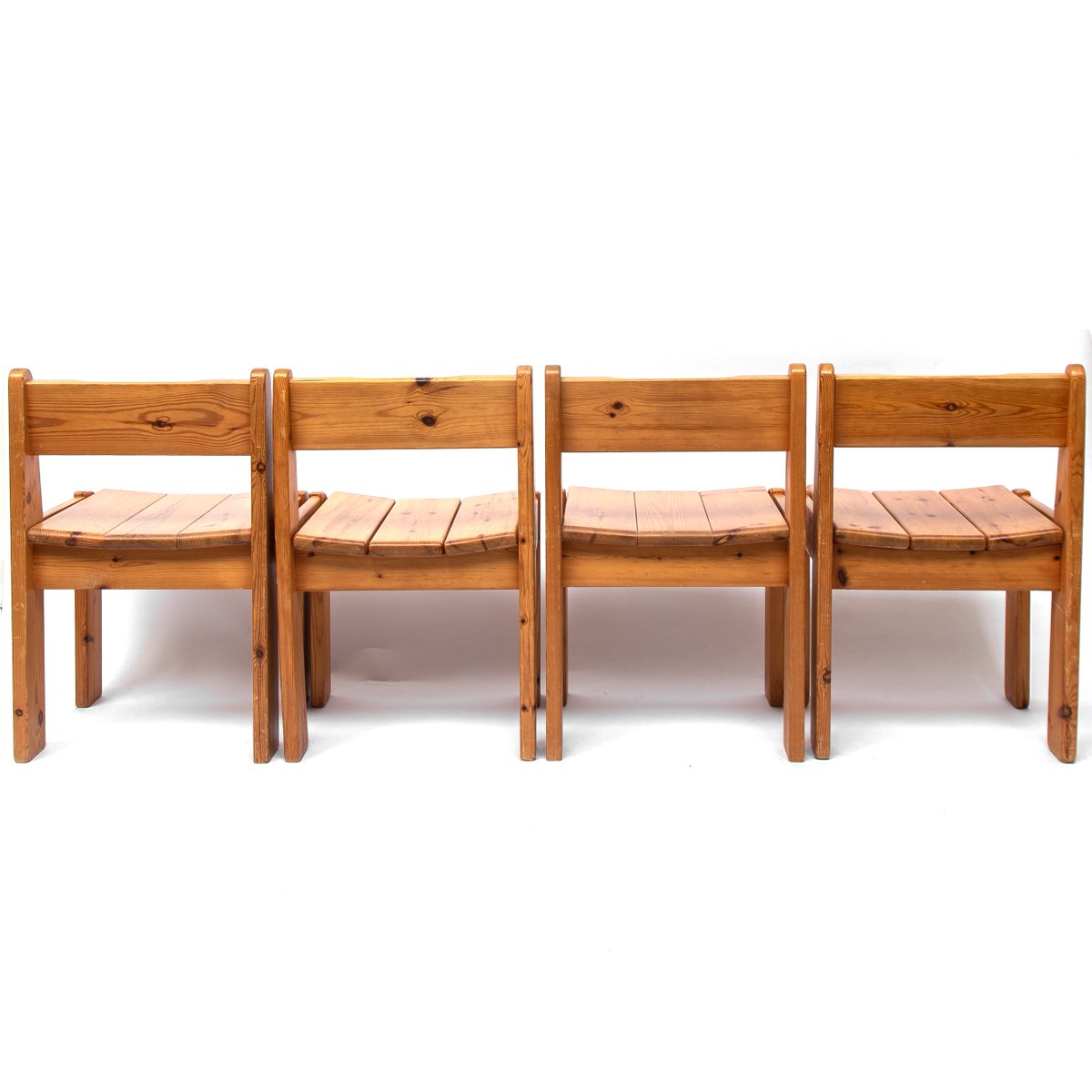 Pine Dining Chairs by Ate van Apeldoorn, 1972, Set of 4