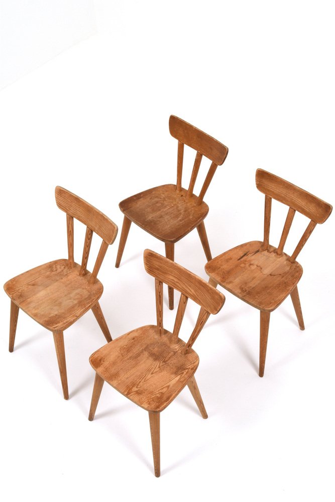 Pine Dining Chairs by Göran Malmvall for Svensk Fur, Set of 4