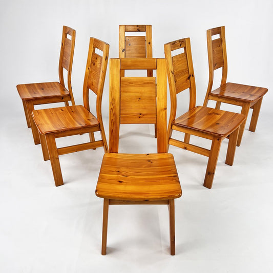 Pine Dining Chairs by Tapiovaara for Laukaan Puu, Finland, 1960s, Set of 6