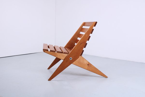 Pine Folding Chair in the style of Pastoe, 1960s-XT-1754662