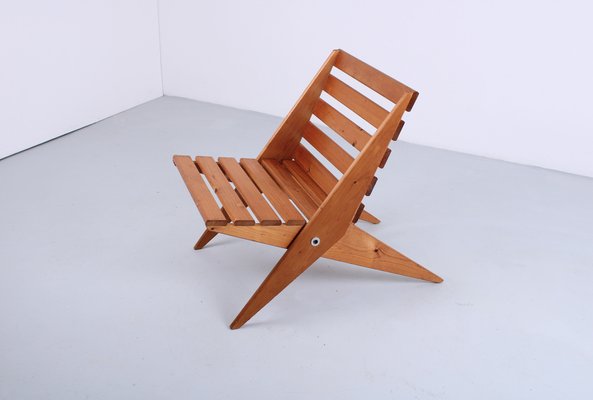 Pine Folding Chair in the style of Pastoe, 1960s-XT-1754662