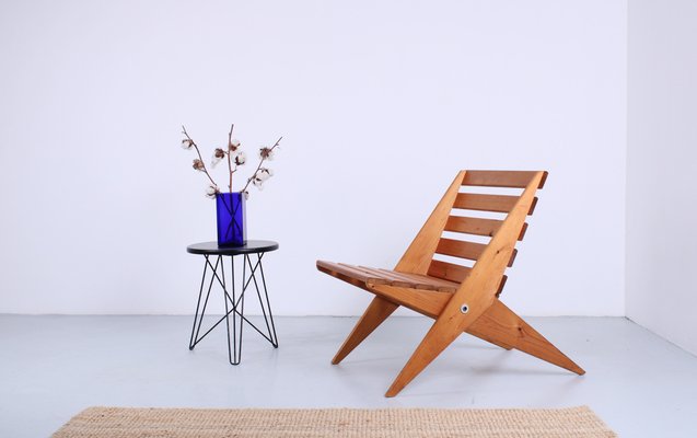 Pine Folding Chair in the style of Pastoe, 1960s-XT-1754662