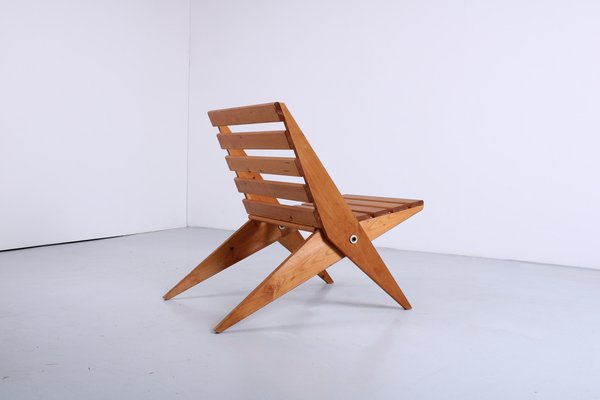 Pine Folding Chair in the style of Pastoe, 1960s-XT-1754662