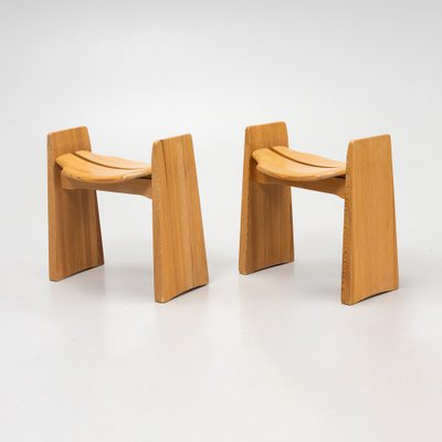 Pine Jonte Stools by Gilbert Marklund for Furusnickarn Ab, 1970s, Set of 2-IKO-1703698