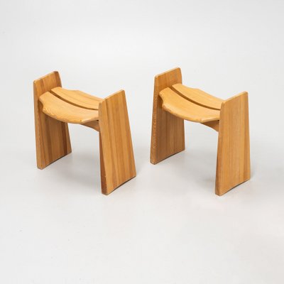 Pine Jonte Stools by Gilbert Marklund for Furusnickarn Ab, 1970s, Set of 2-IKO-1703698