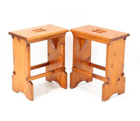 Pine Monastery Stools, 1960s, Set of 2-MY-1444854