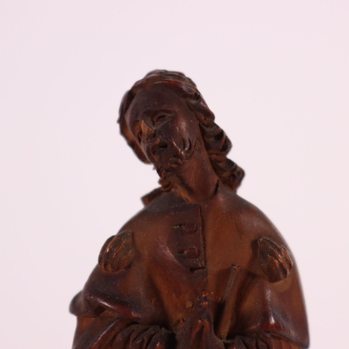 Pine Sculpted Santo Bishop and San Rocco, Set of 2