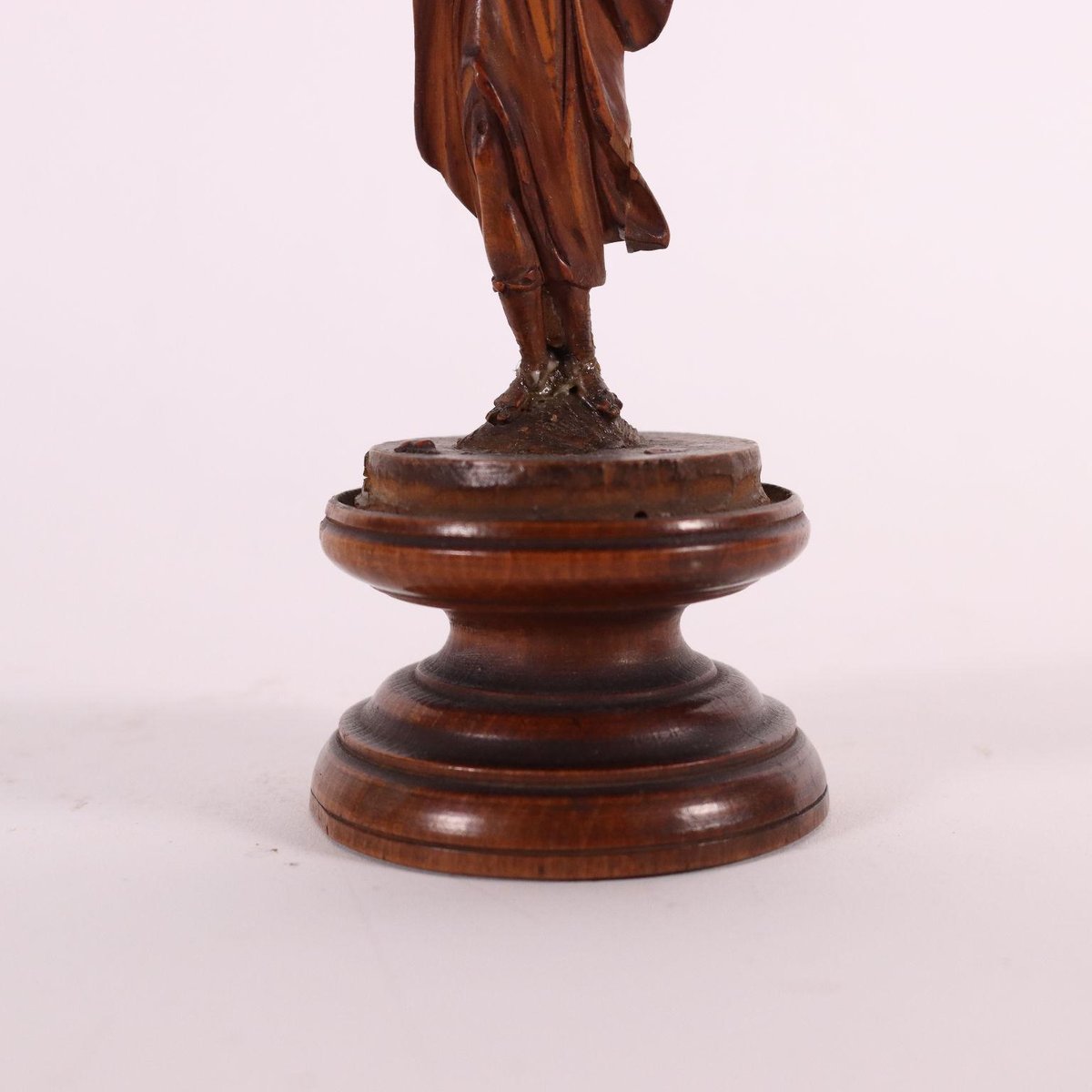 Pine Sculpted Santo Bishop and San Rocco, Set of 2