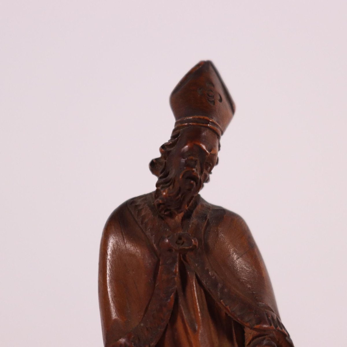 Pine Sculpted Santo Bishop and San Rocco, Set of 2