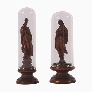 Pine Sculpted Santo Bishop and San Rocco, Set of 2-VMM-1293720