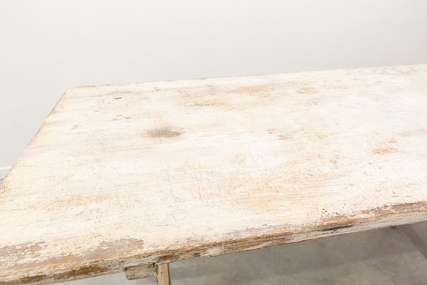 Pine Table with Patina in Rustic White, 1920s-UJE-688523