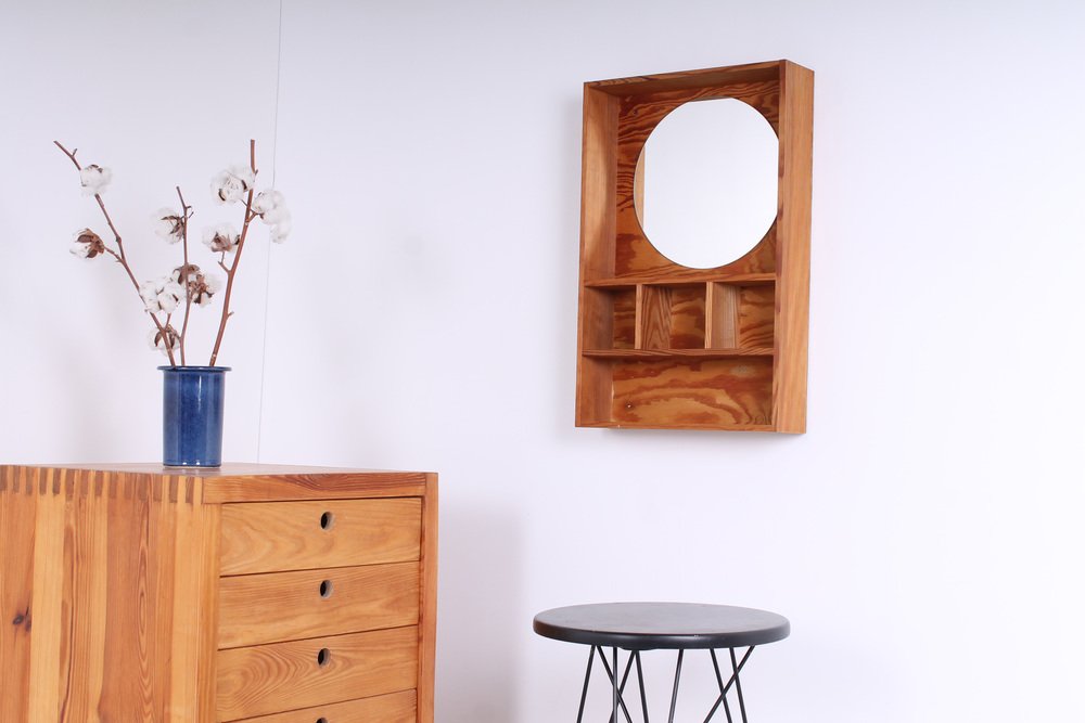 Pine Vanity Mirror Wall Console by Ate Van Apeldoorn for Houtwerk Hattem, 1960s