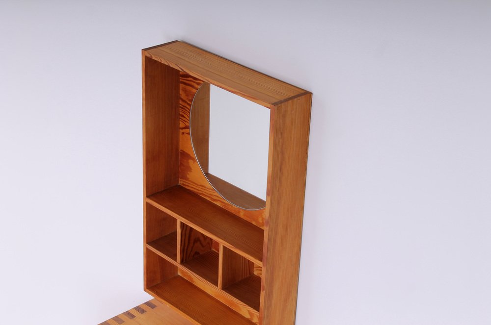 Pine Vanity Mirror Wall Console by Ate Van Apeldoorn for Houtwerk Hattem, 1960s