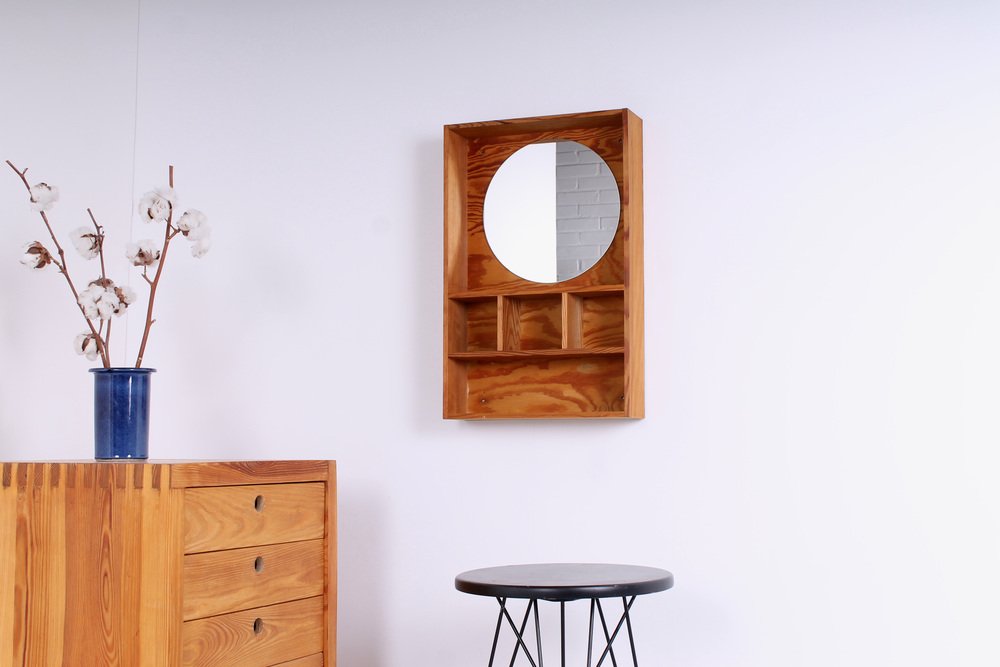 Pine Vanity Mirror Wall Console by Ate Van Apeldoorn for Houtwerk Hattem, 1960s