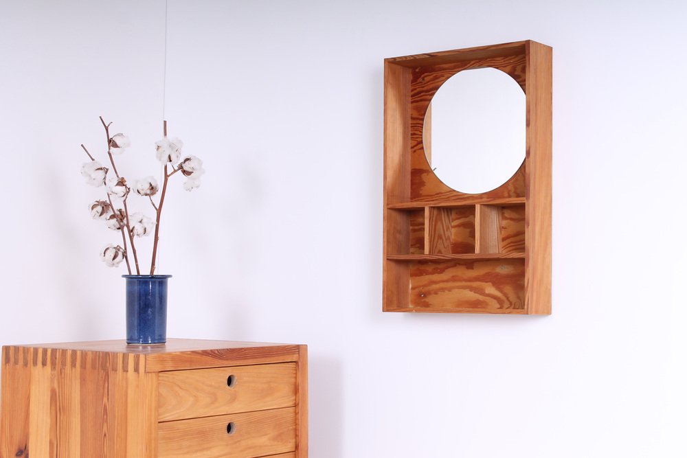 Pine Vanity Mirror Wall Console by Ate Van Apeldoorn for Houtwerk Hattem, 1960s