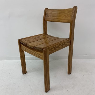 Pine Wood Dining Chairs, 1970s, Set of 6-BGP-1325282