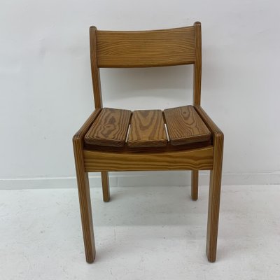 Pine Wood Dining Chairs, 1970s, Set of 6-BGP-1325282